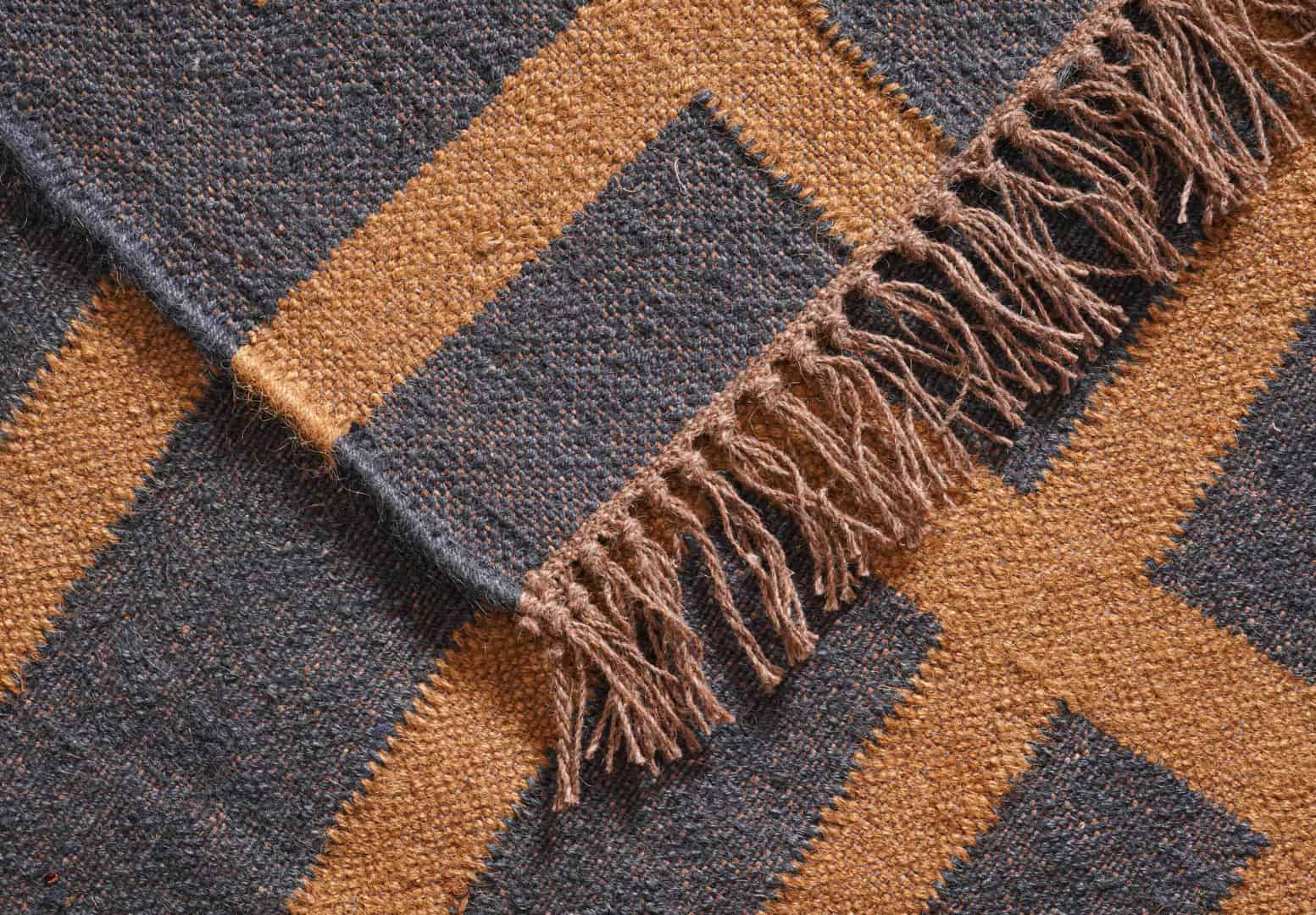 Custom Size Handwoven Black with Orange Design Wool Jute Vintage Kilim Rug Traditional Wool Kilim Rug With Fringes Decor Large Dhurrie - Image 7