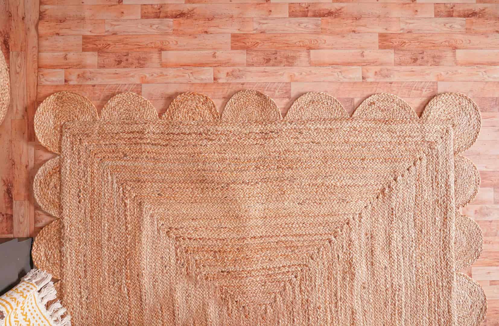 Scalloped Pattern Handmade Natural Jute Braided Runner Rug - Image 7