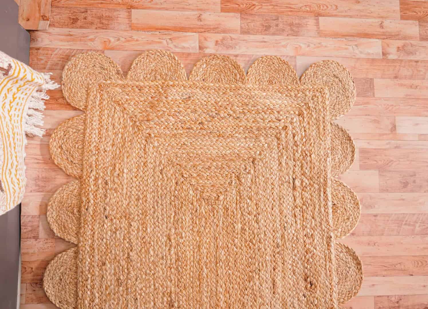 Scalloped Pattern Handmade Natural Jute Braided Runner Rug - Image 3