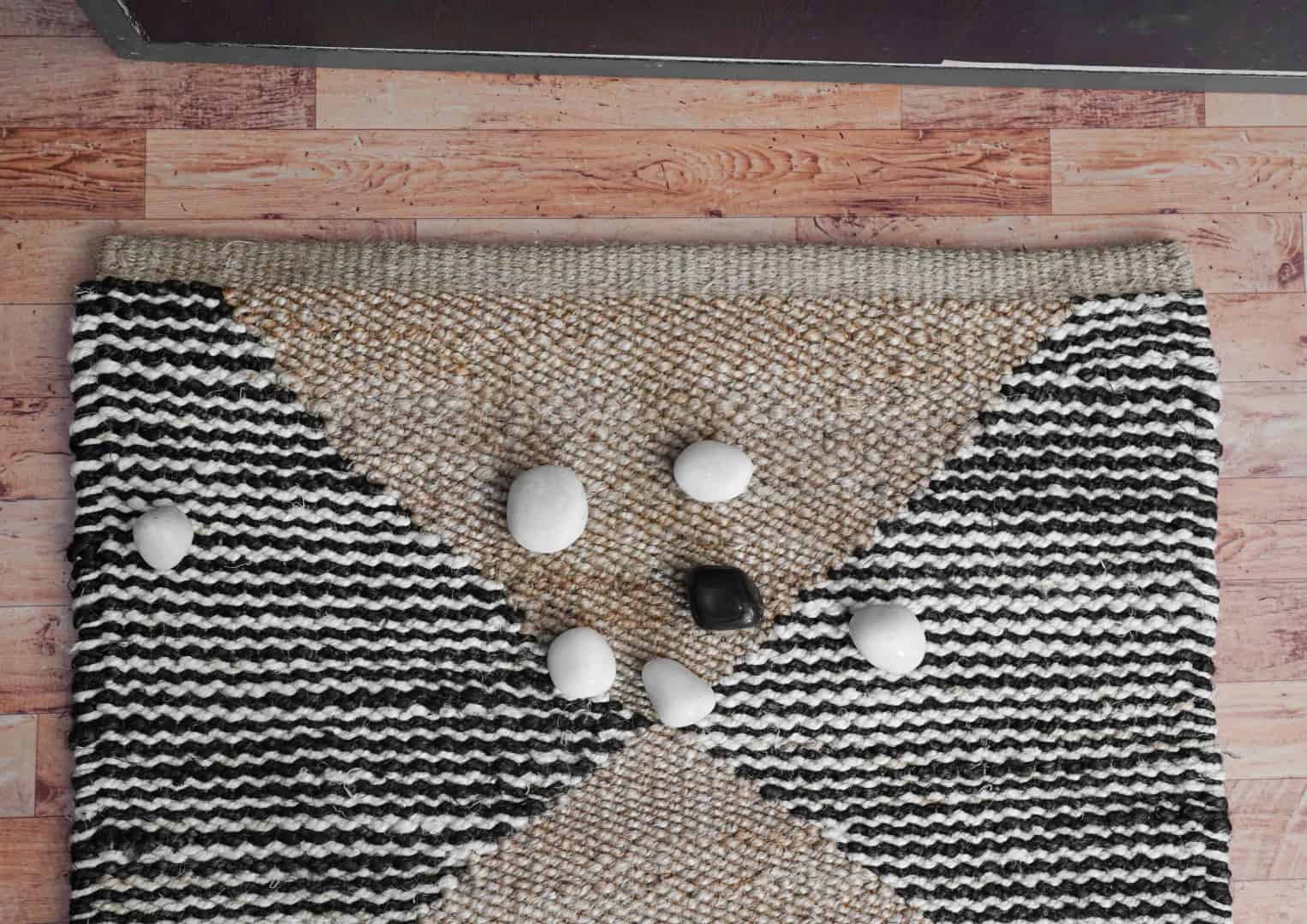 Indian Handwoven Natural Jute Hemp Runner Rug with White and Black Stripes Line Decor Rug For Living Room And Kitchen Decor Rug  - Image 5