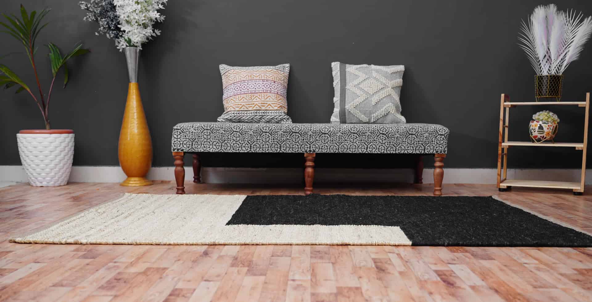 Black and Off White Indian Handwoven Custom Size Jute Hemp Rug Yoga Mat hemp large Rug For living Room Vintage Jute Area Rug  - Image 3