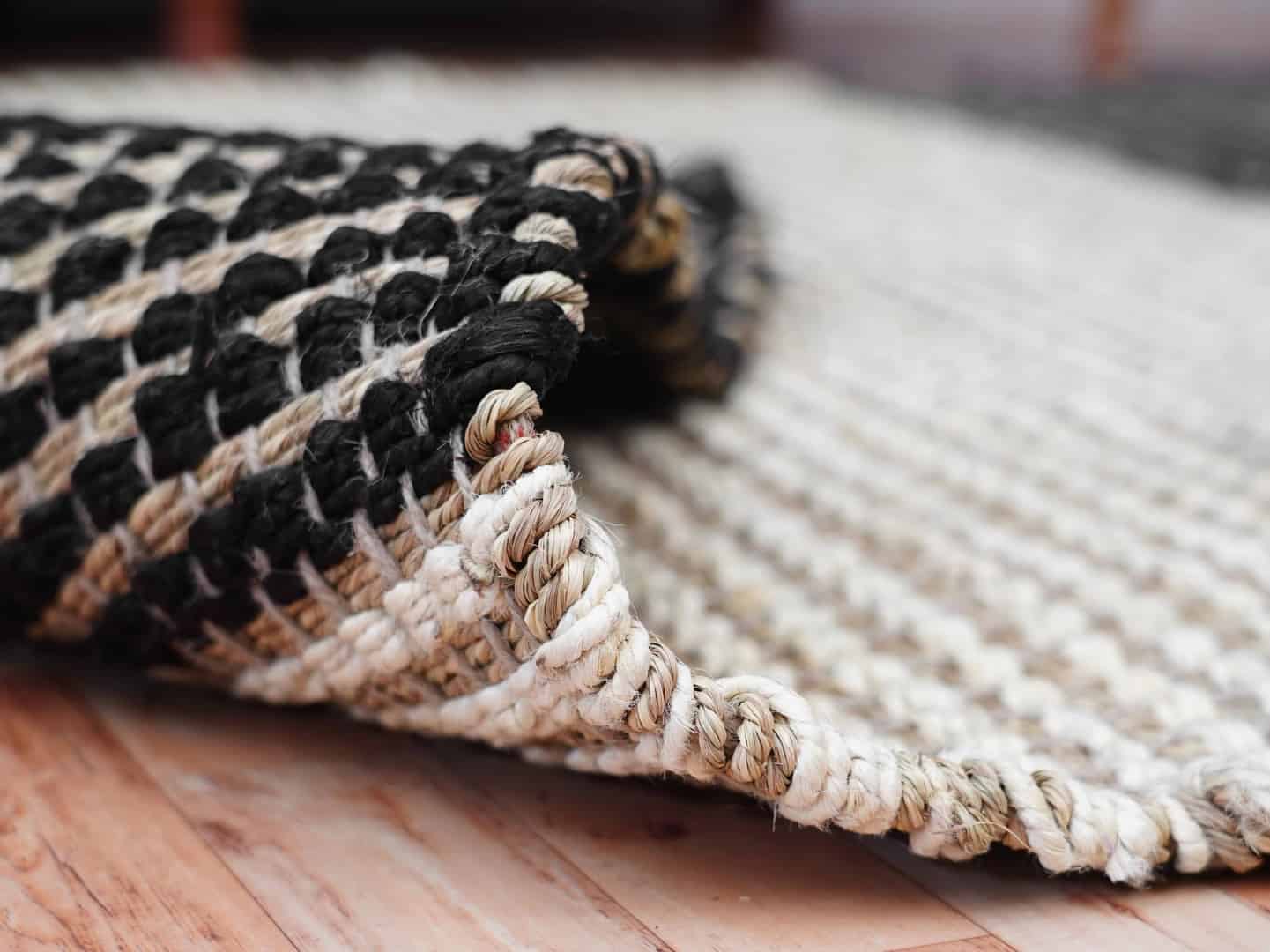 Off White Black and Beige Handwoven Custom Size Jute Hemp Rectangle Shape large Hemp Jute Dhurrie - Image 5