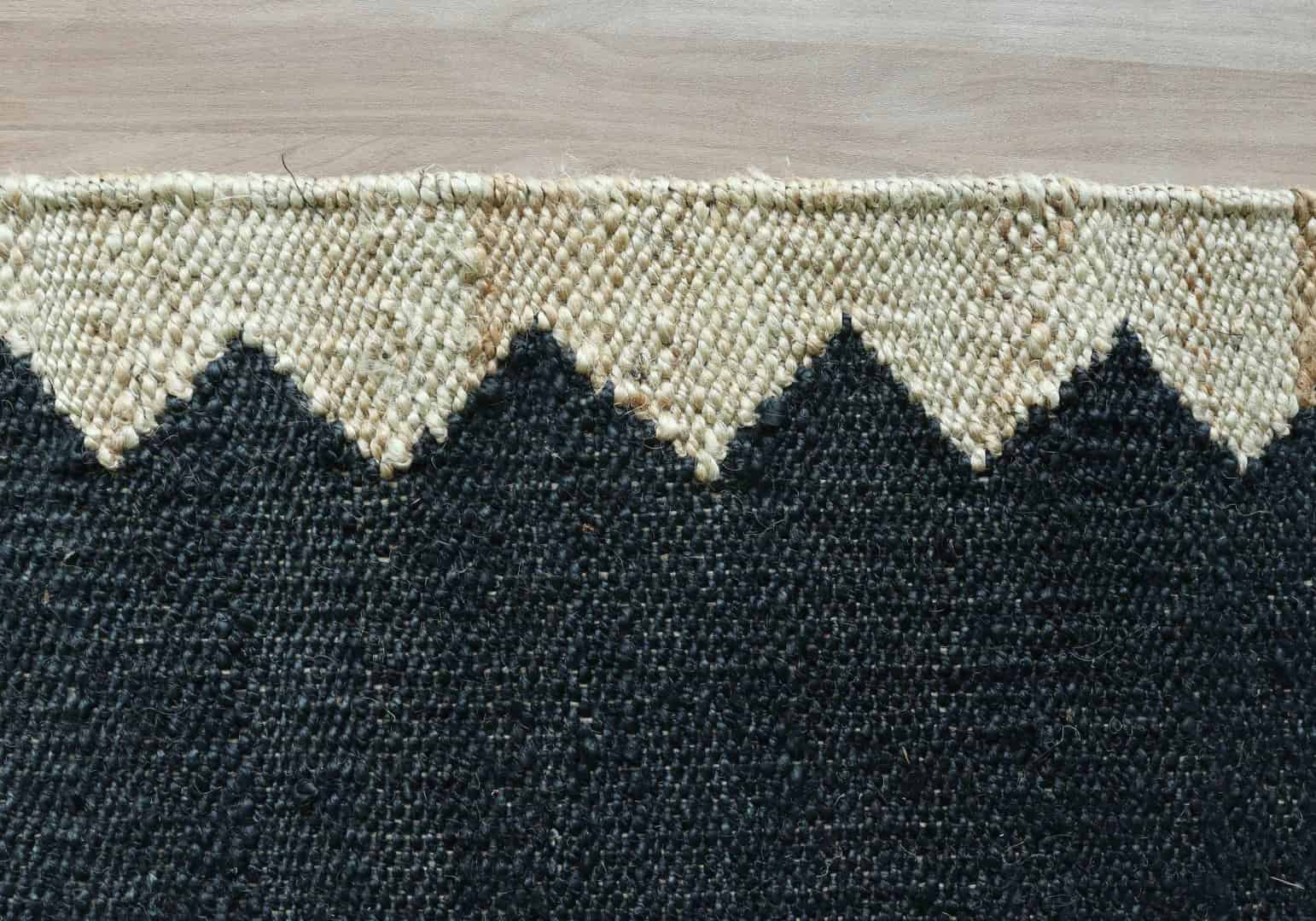 Indian Handwoven Black Jute Hemp Rug with Off White Design Hemp Decor Jute Rug For Living Home Rectangle Shape Rug Vintage Hemp Jute Dhurrie - Image 3