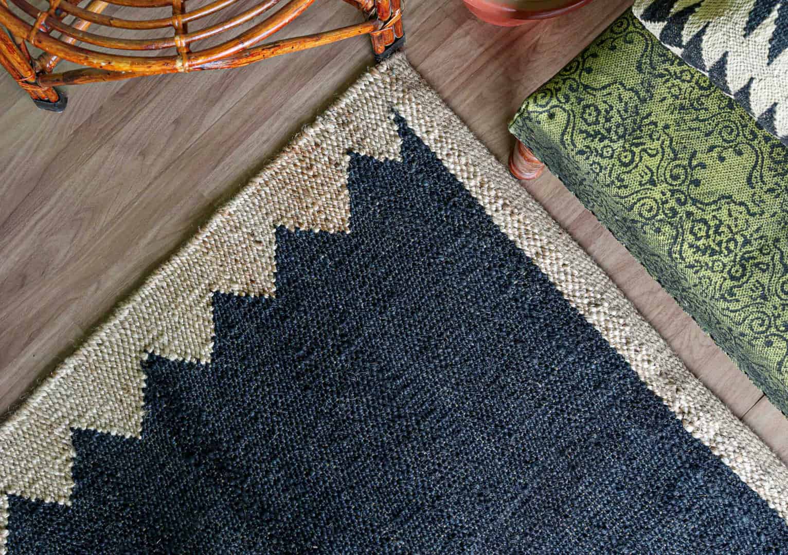 Indian Handwoven Black Jute Hemp Rug with Off White Design Hemp Decor Jute Rug For Living Home Rectangle Shape Rug Vintage Hemp Jute Dhurrie - Image 5