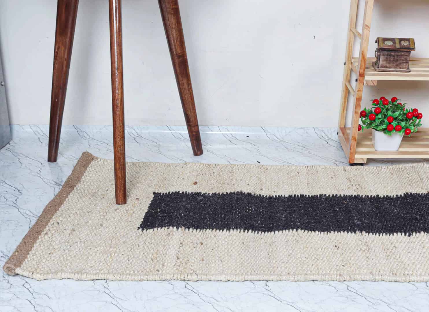 Custom Size Decorative Handwoven Off White and Black Jute Hemp Runner Rug Yoga mat Throw Carpet Hemp Jute Runner Rug - Image 3