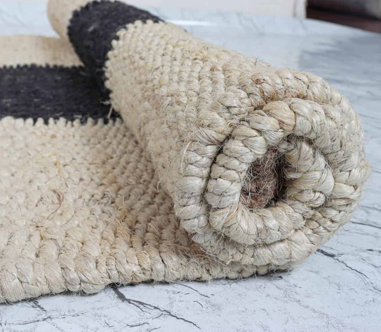 Custom Size Decorative Handwoven Off White and Black Jute Hemp Runner Rug Yoga mat Throw Carpet Hemp Jute Runner Rug - Image 7