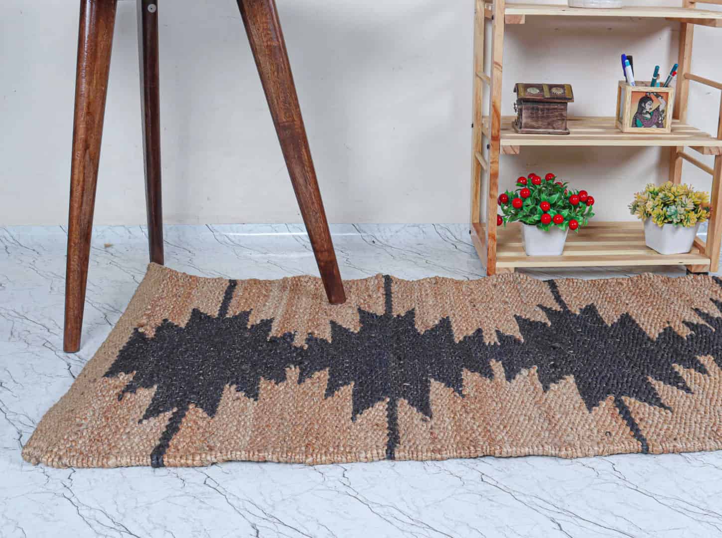 Large Area Hand Woven Stair Decor Natural Jute Hemp Runner Rug with Black Design Hemp Large Area Runner Hemp Jute Dhurrie Runner Rug Decor Home - Image 3