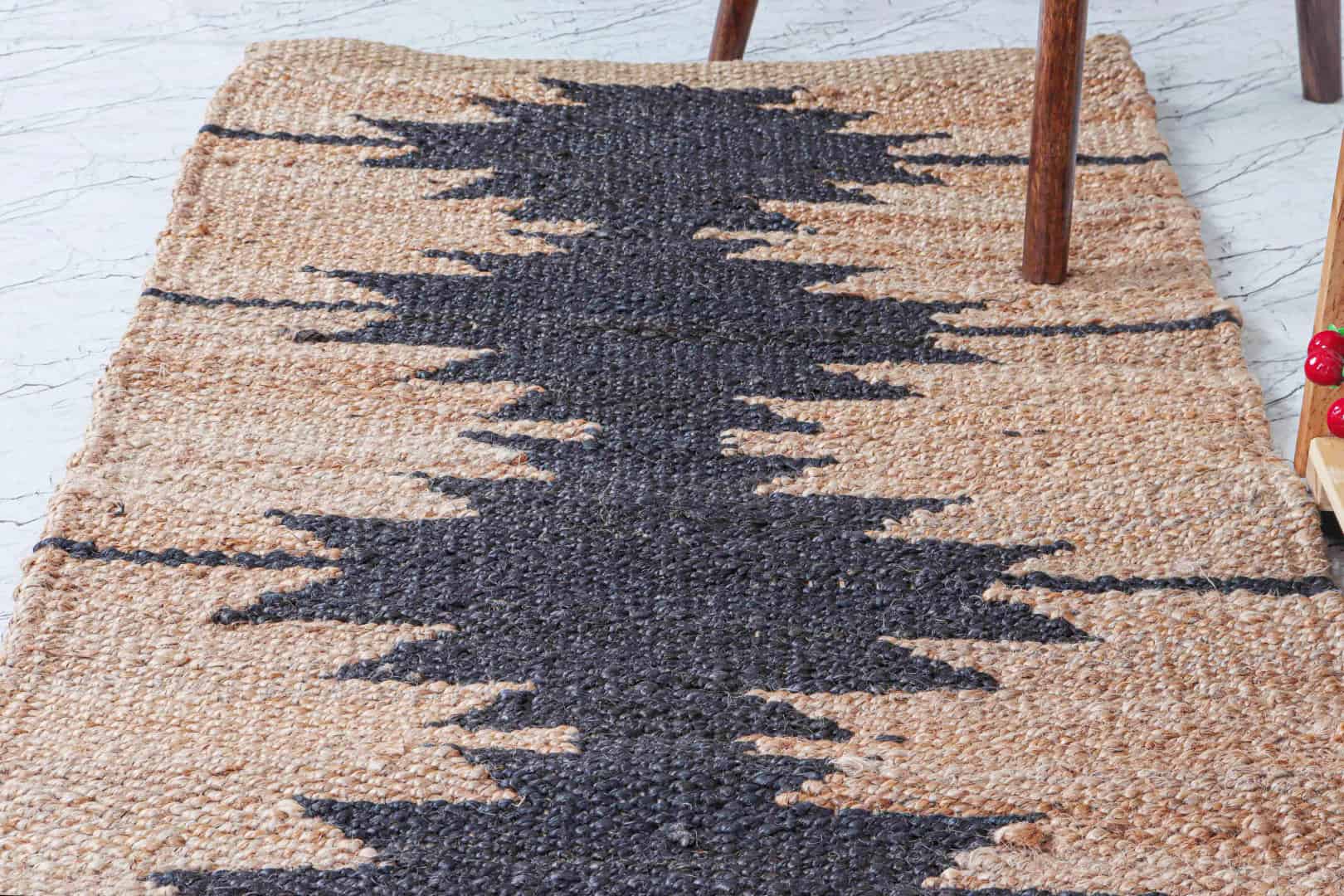 Large Area Hand Woven Stair Decor Natural Jute Hemp Runner Rug with Black Design Hemp Large Area Runner Hemp Jute Dhurrie Runner Rug Decor Home - Image 4