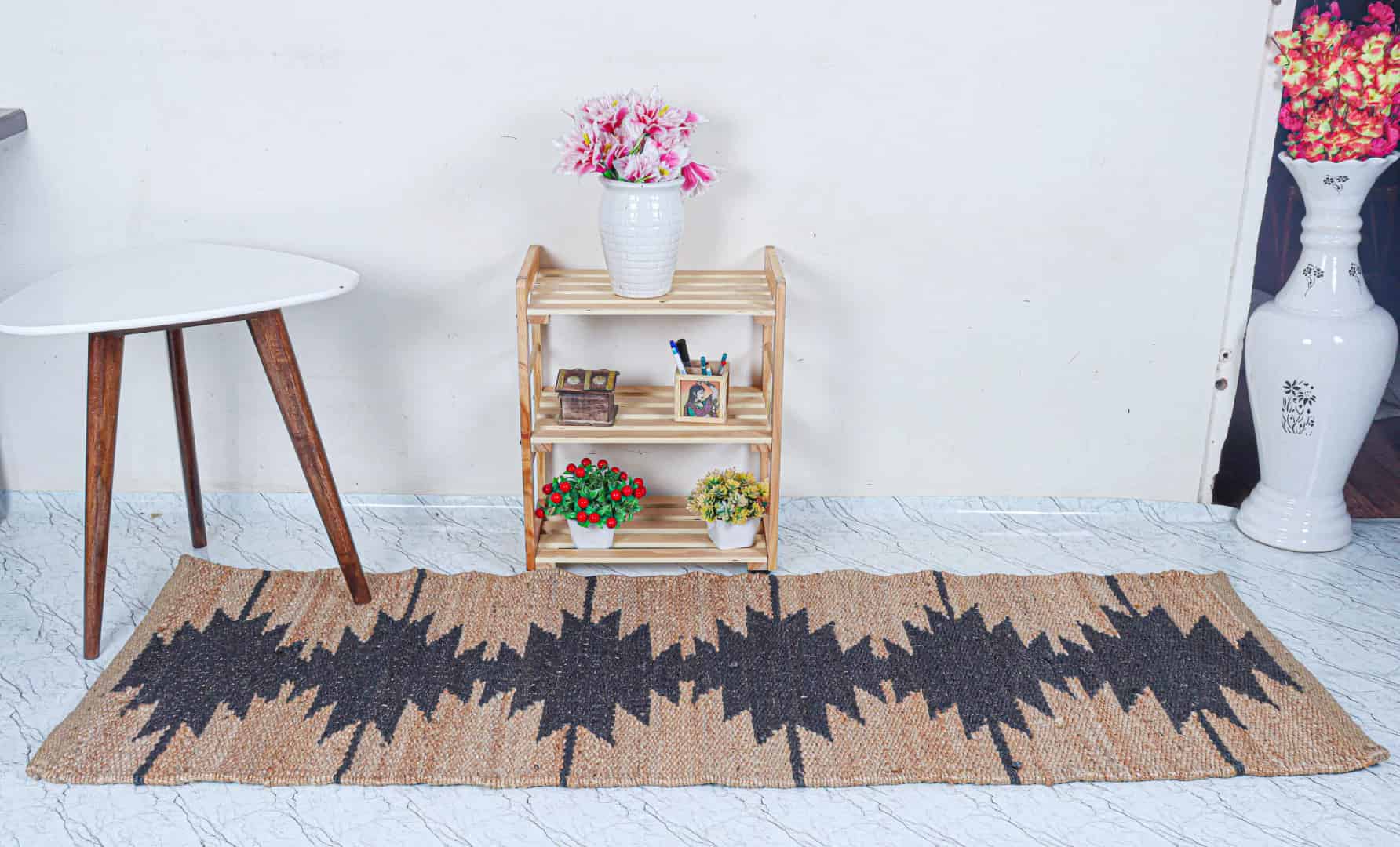 Large Area Hand Woven Stair Decor Natural Jute Hemp Runner Rug with Black Design Hemp Large Area Runner Hemp Jute Dhurrie Runner Rug Decor Home - Image 2