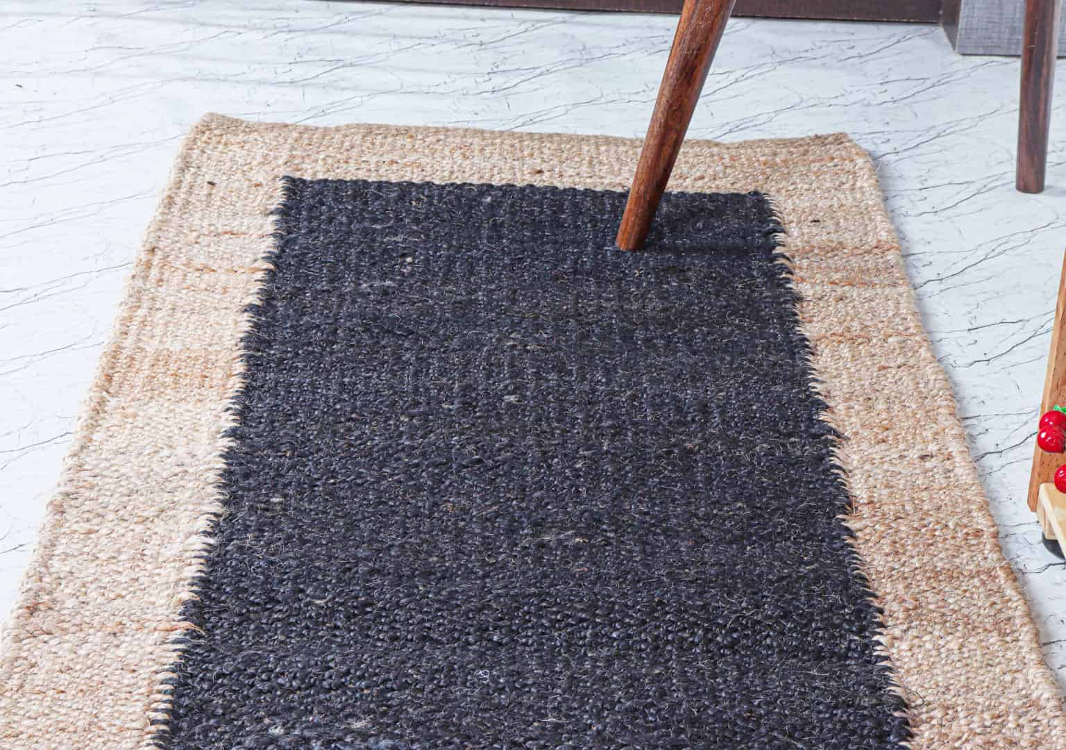 Indian Handwoven Custom Size Bohemian Black with Beige Border Decorative Jute Hemp Runner Rug For Living Room Decor Rug  - Image 4