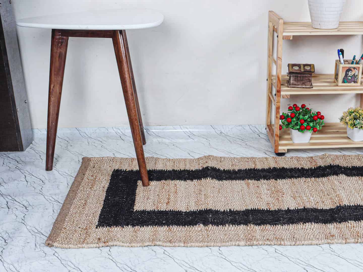 Home and Living Room Decor Beige Hemp Runner with Black Border Handmade Stair Jute Hemp Runner Rug Large Runner Dhurrie Rug For Living Room Decor Rug  - Image 3