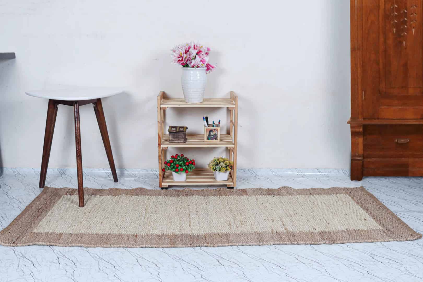 Hand Woven Off White Jute Hemp Stair Decor Runner Rug with Natural Border Large Dhurrie Rug Vintage Boho Decor Hemp Jute Dhurrie - Image 2