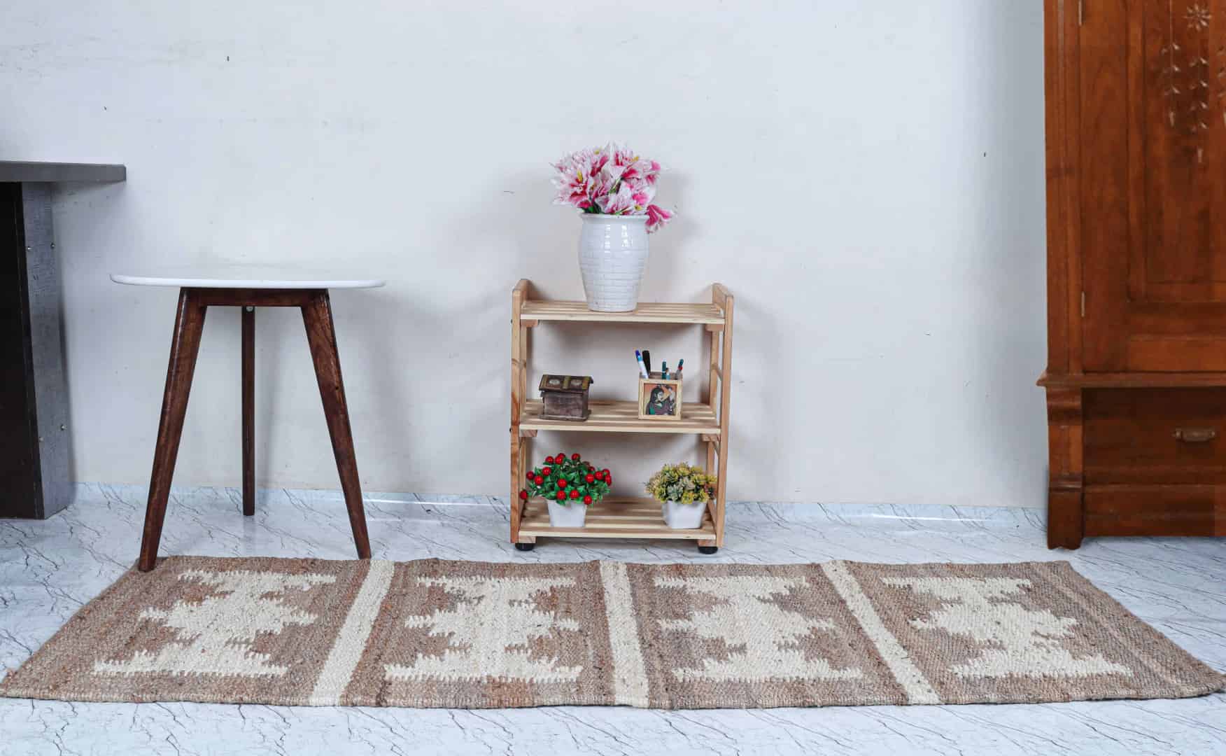 Beige Hemp Runner Jute Rug with Off White Design Hand Woven Large Area Stair Jute Hemp Runner Rug Living Home Decor Rug  - Image 2