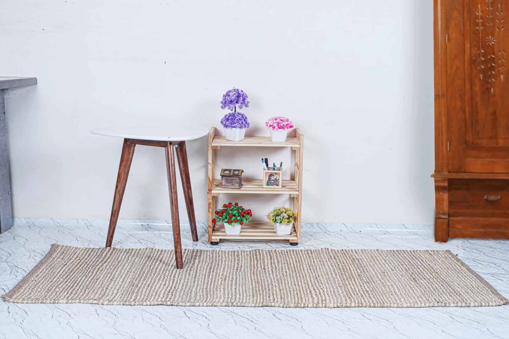 Traditional Indian Hand Woven Off White and Beige Large Area Jute Hemp Runner Rug Decorative Hemp Jute Runner Rug - Image 2