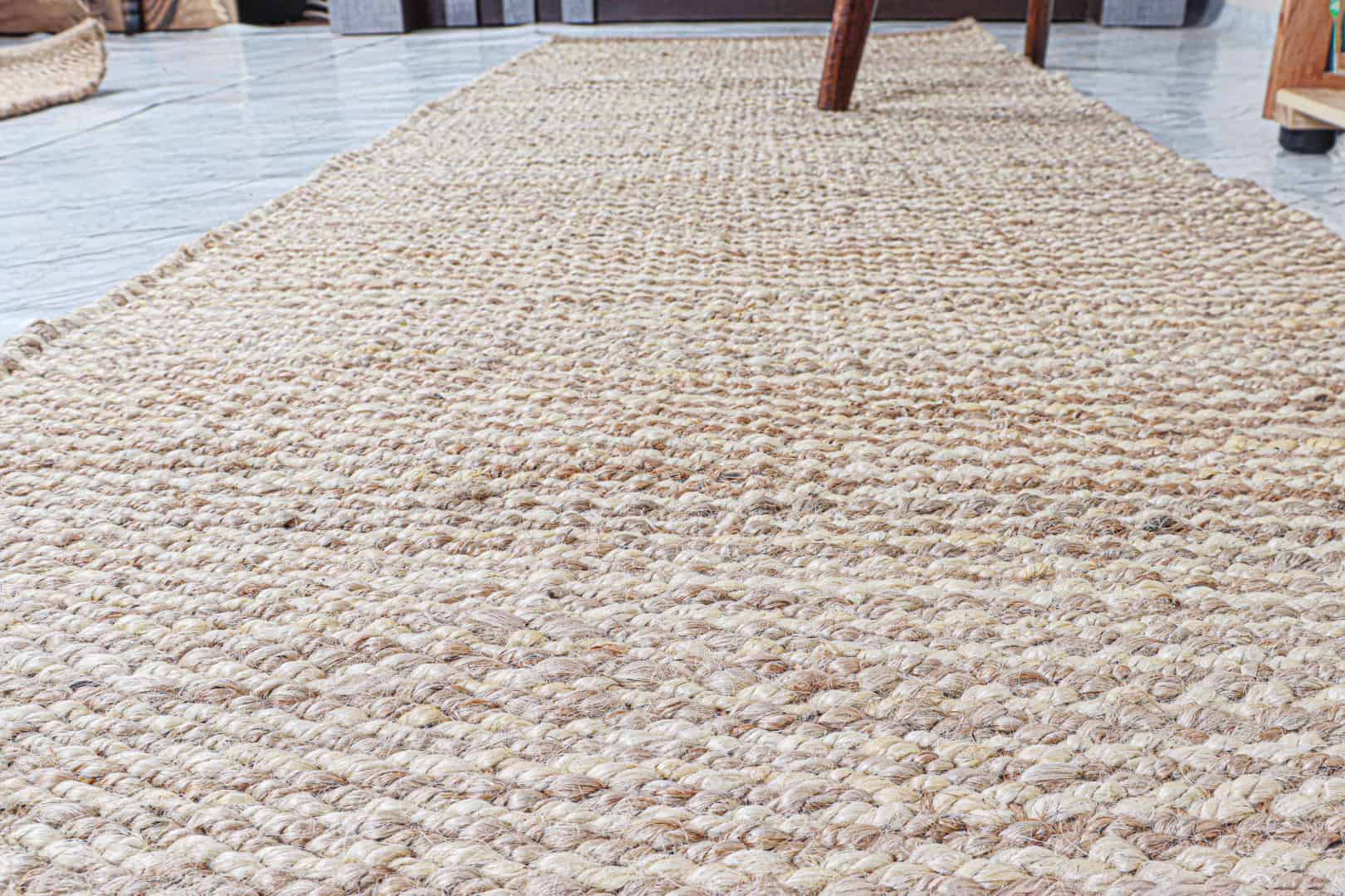 Traditional Indian Hand Woven Off White and Beige Large Area Jute Hemp Runner Rug Decorative Hemp Jute Runner Rug - Image 4