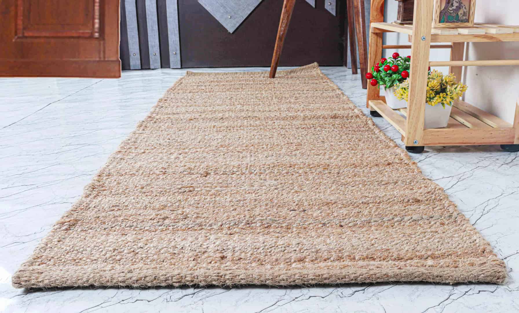 Large Area Handwoven Natural Jute Hemp Runner Rug for Home and Living Room Decor Boho Decor Rug Vintage Hemp Jute Dhurrie - Image 1