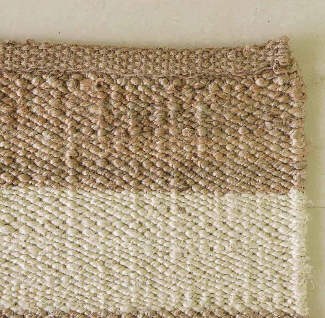 Indian Hand Loomed Hallway Beige Jute Hemp Runner Rug with White Stripes Line Decor Rug Living Room And Kitchen Decor Rug - Image 4