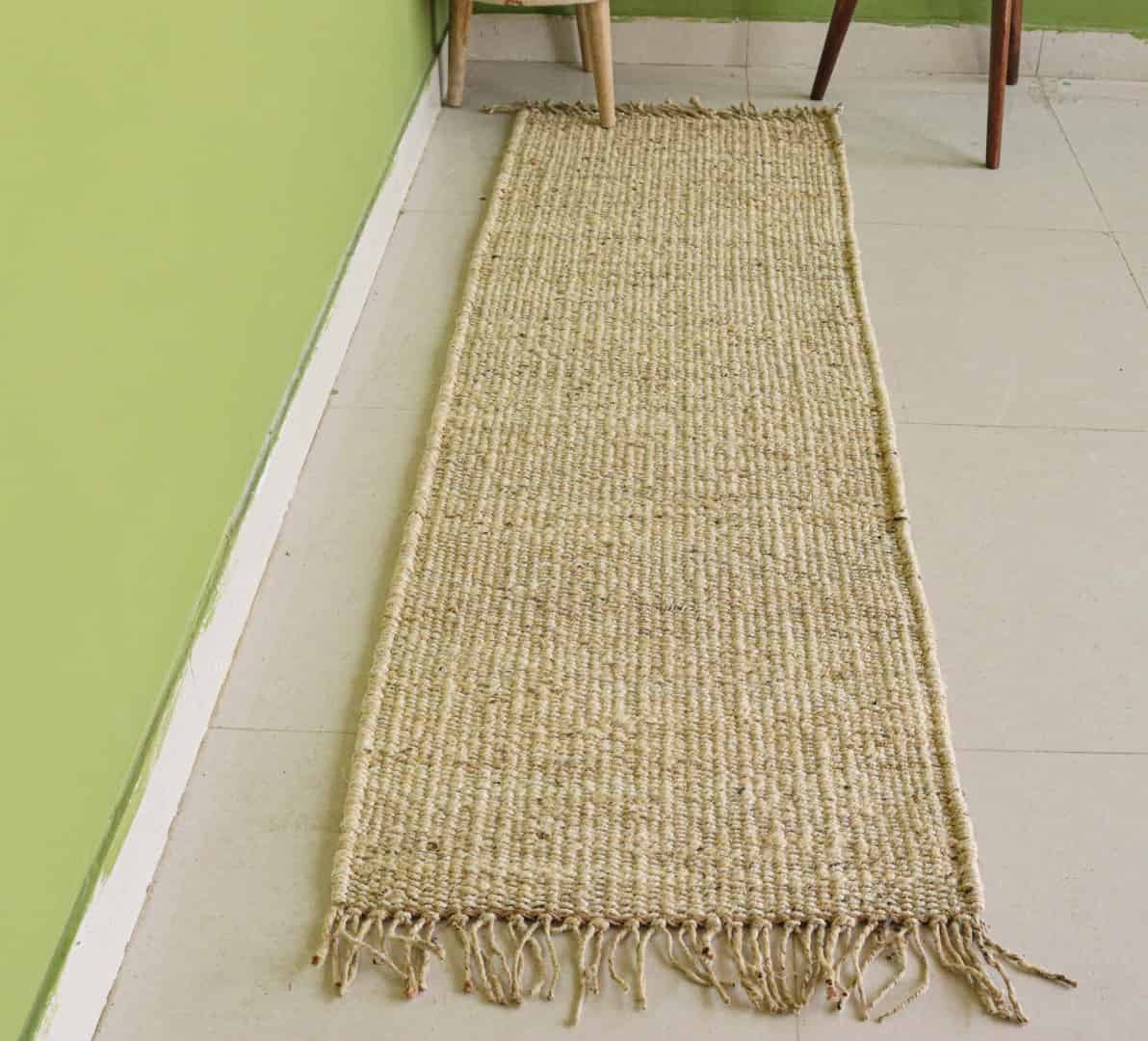 Off White Hand Loomed Jute Hemp Runner Rug with Fringes Decor Rug Large Area Runner Rug Doormat Bed side Runner Rug - Image 1