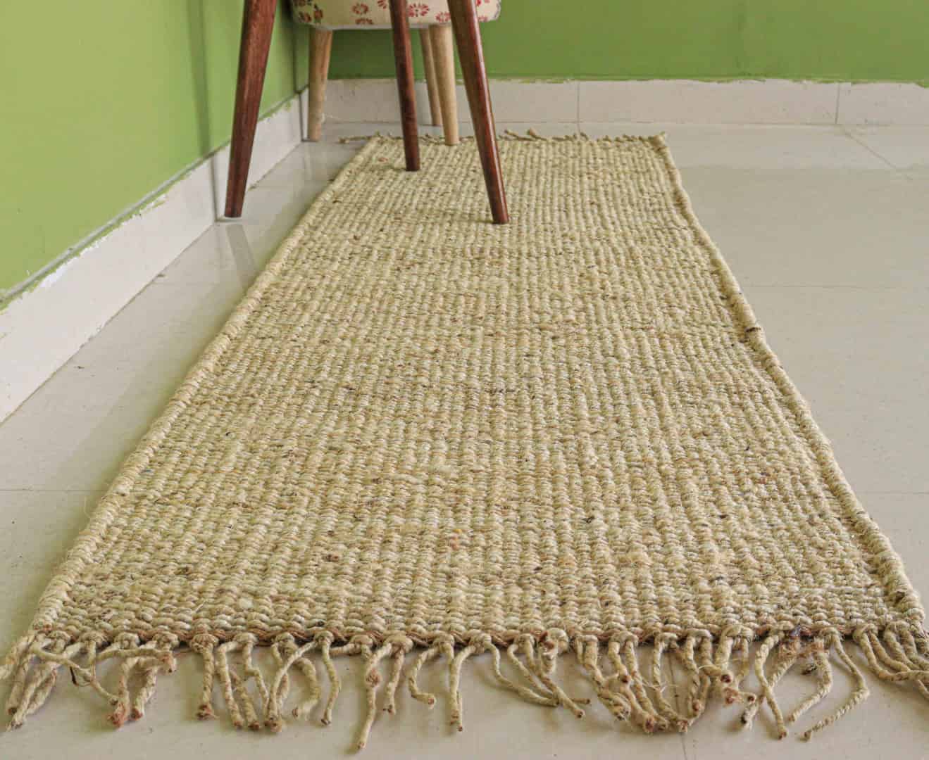 Off White Hand Loomed Jute Hemp Runner Rug with Fringes Decor Rug Large Area Runner Rug Doormat Bed side Runner Rug - Image 3