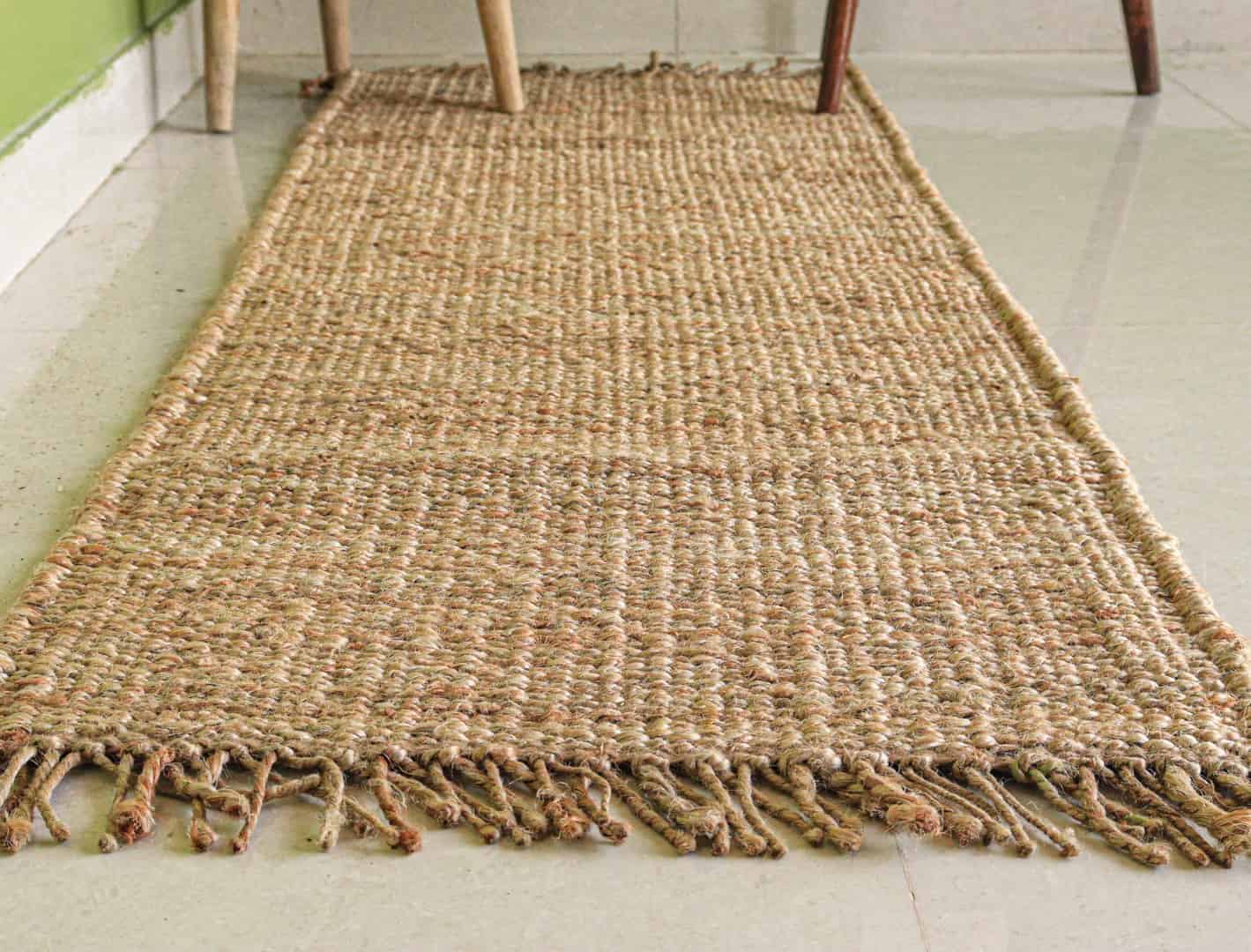 Custom Size Indian Hand Woven Natural Jute Hemp Runner Rug with Fringes Vintage Hemp Jute Dhurrie  - Image 4