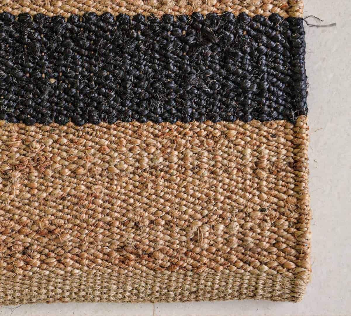 Beige Hemp Runner Jute Rug with Black Stripes Line Hand Loomed Bohemian Jute Hemp Runner Rug for Home Decor Vintage Hemp Jute Rug - Image 6