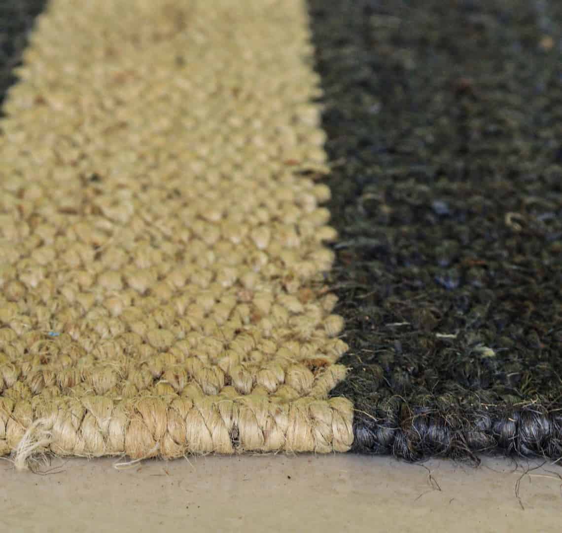 Handwoven Navy Blue Jute Hemp Stair Runner Rug with Off White Stripes Line Decor Rug Vintage Jute Hemp Runner Rug Hallway Decor Rug  - Image 6