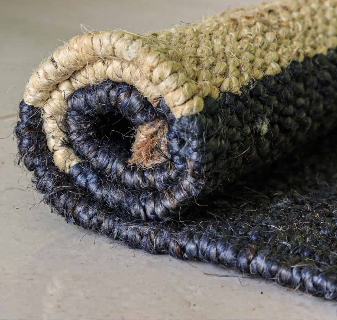 Handwoven Navy Blue Jute Hemp Stair Runner Rug with Off White Stripes Line Decor Rug Vintage Jute Hemp Runner Rug Hallway Decor Rug  - Image 8