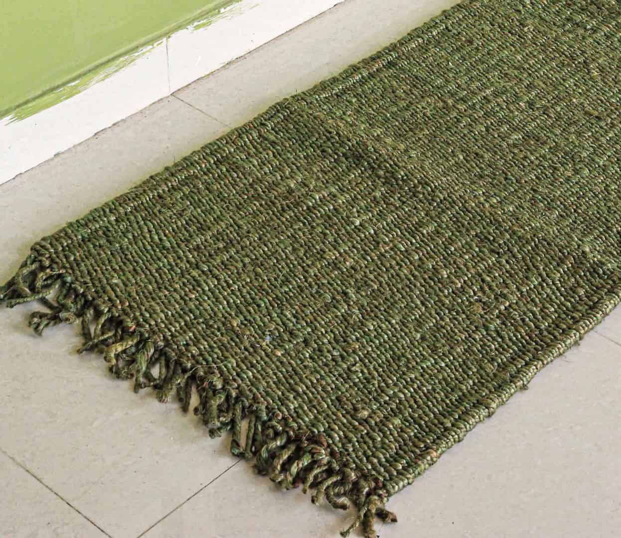 Indian Hand Woven Green Jute Hemp Runner Rug with Fringes Decor Large Area Runner Rug For Living Decor Rug Bohemian Hemp Jute Rug - Image 4