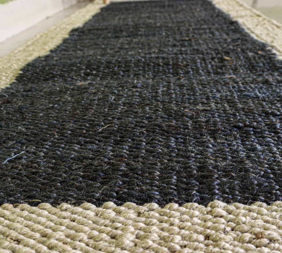 Black Hemp Runner Rug with Off White Border Hand Woven Stair Decor Jute Hemp Runner Rug - Image 4