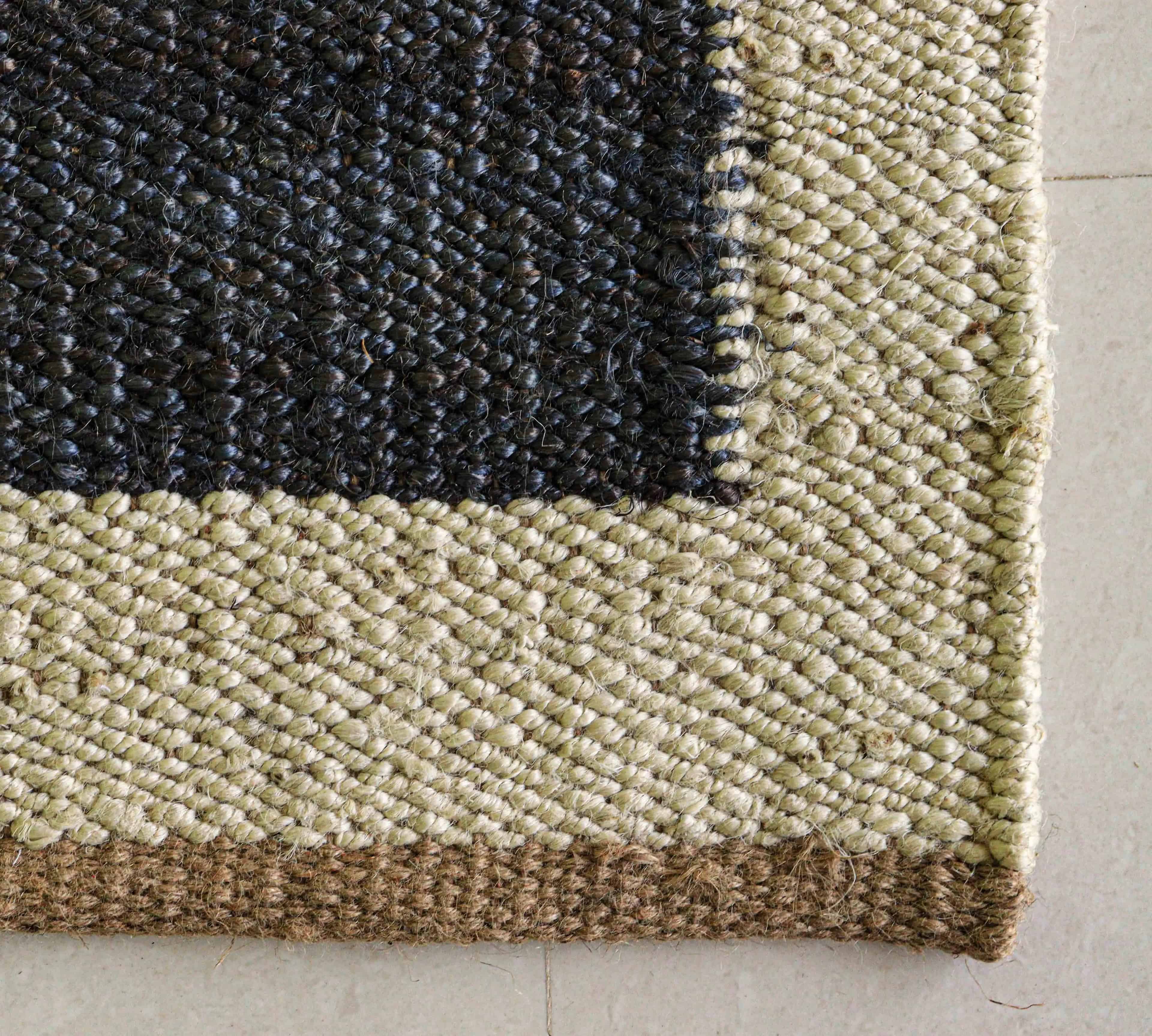 Black Hemp Runner Rug with Off White Border Hand Woven Stair Decor Jute Hemp Runner Rug - Image 5
