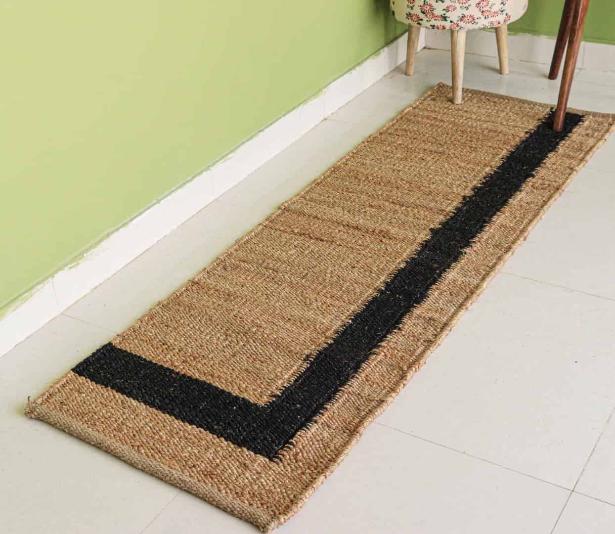 Custom Size Hand Woven Natural Jute Hemp Runner Rug with Black Border For Living kitchen Decor Hemp Large Area Runner Rug  - Image 2