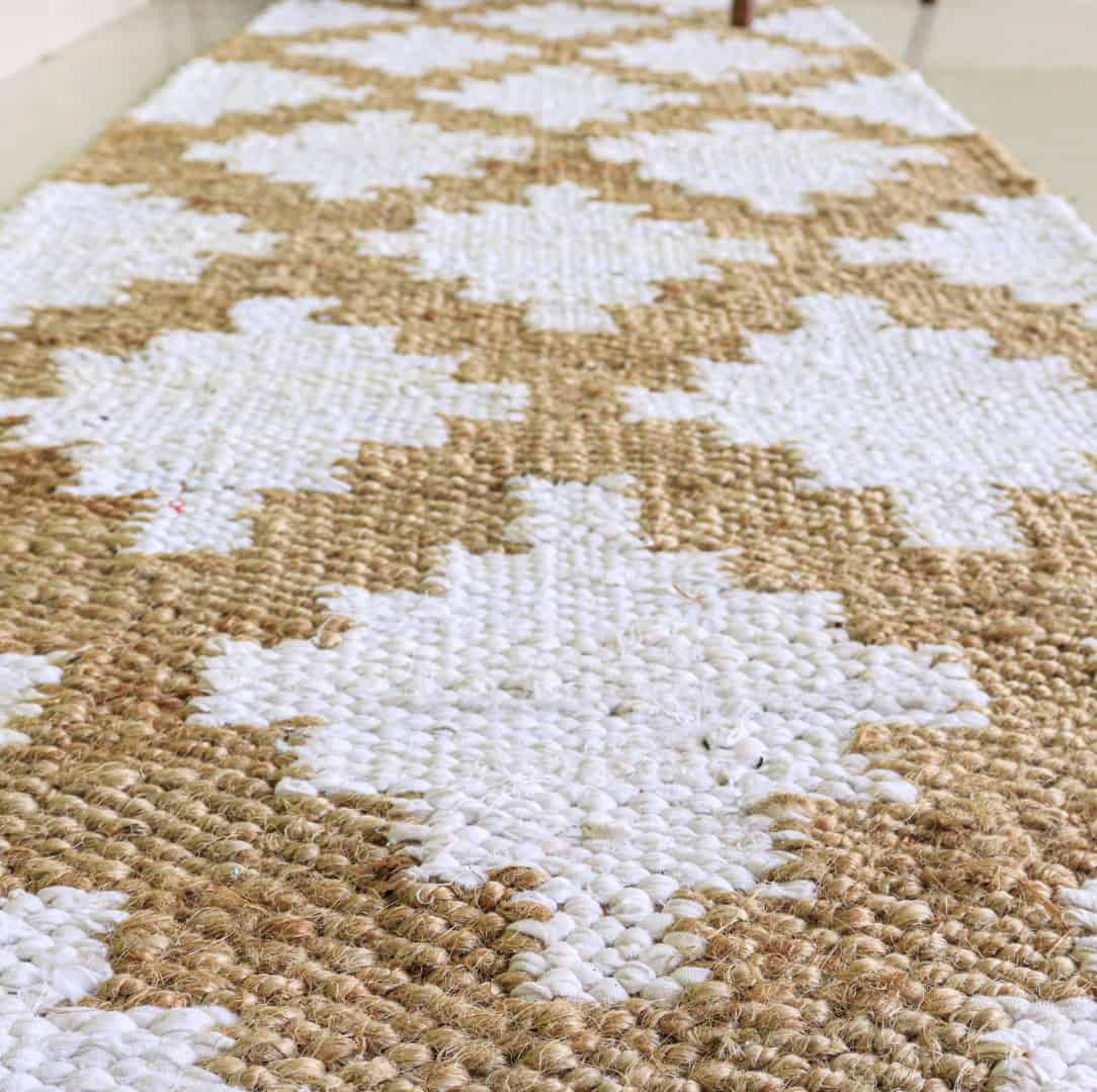 Natural Jute Handwoven Hemp Runner Rug with White Design Tufted Hemp Rug Hemp For Stair Decor Natural Fiber Hemp - Image 3