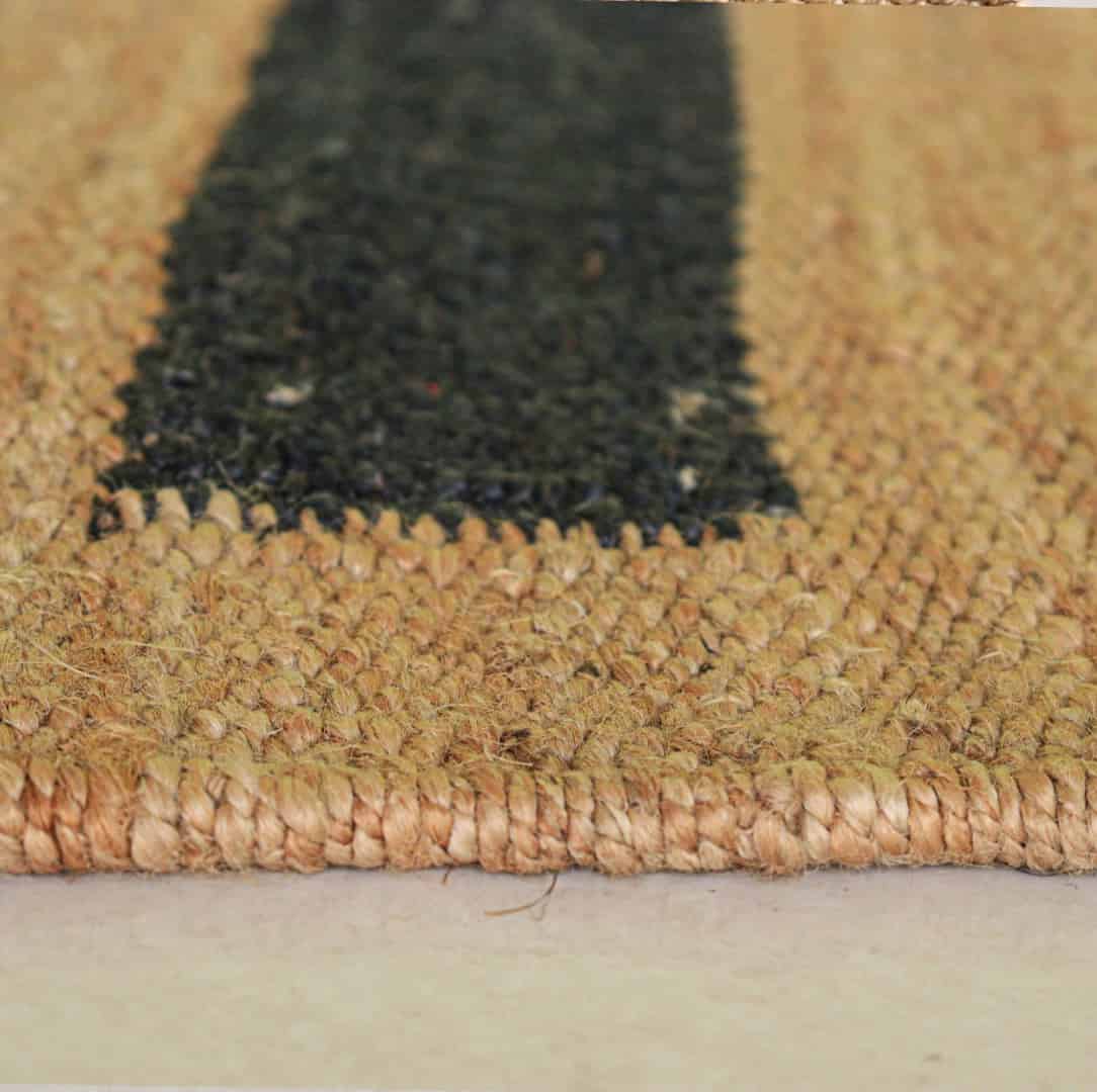Home Decor Indian Hand Loomed Large Area Natural Jute Hemp Runner Rug with Black Stripes Line Decor Large Runner Dhurrie Rug  - Image 5