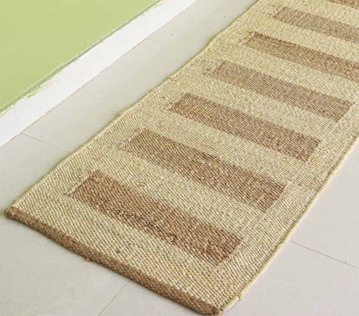 Off White hemp Runner Rug with Beige Stripes Design Hand Woven Stair Decor Jute Hemp Runner Rug Large Area Runner Rug  - Image 4