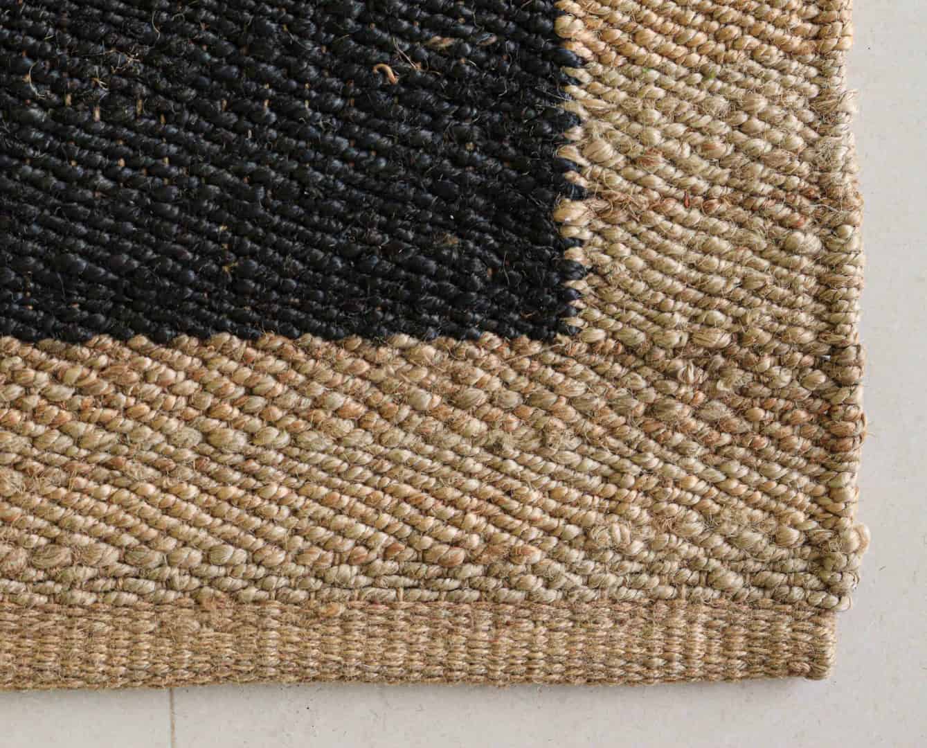 Hand Woven Large Area Black Hemp Runner Jute Rug with Beige Border Jute Hemp Runner Rug For Living Home Decor Rug - Image 5