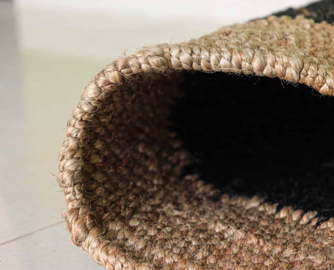 Hand Woven Large Area Black Hemp Runner Jute Rug with Beige Border Jute Hemp Runner Rug For Living Home Decor Rug - Image 6