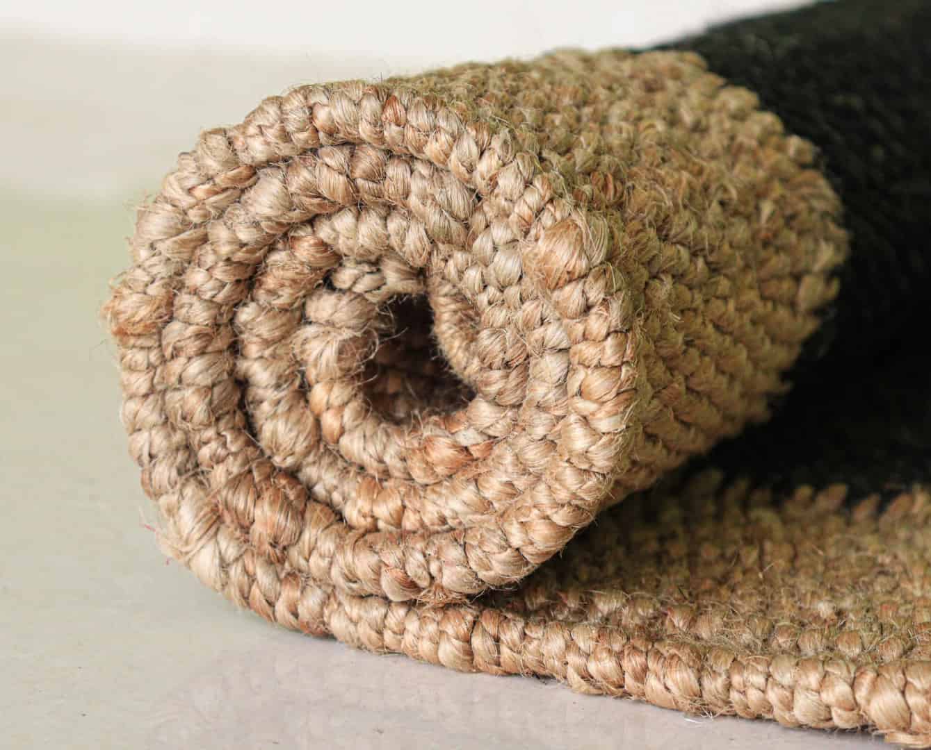 Hand Woven Large Area Black Hemp Runner Jute Rug with Beige Border Jute Hemp Runner Rug For Living Home Decor Rug - Image 7