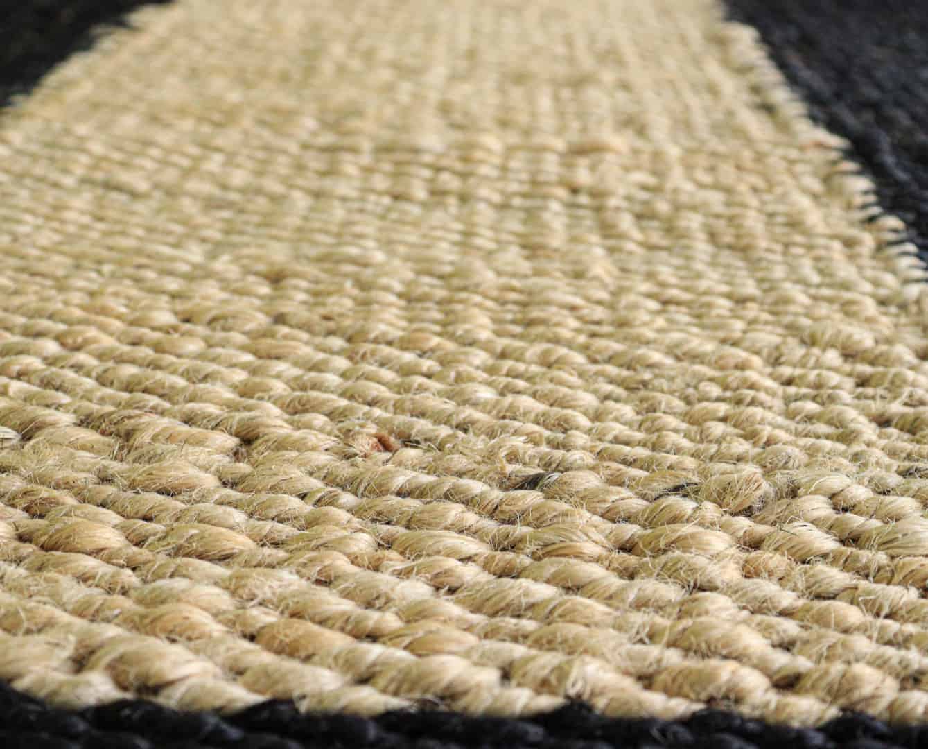 Off White Hamp Jute Runner Rug with Black Border Indian Handwoven Bohemian Jute Hemp Runner Rug Large Area Hemp Dhurrie  - Image 4