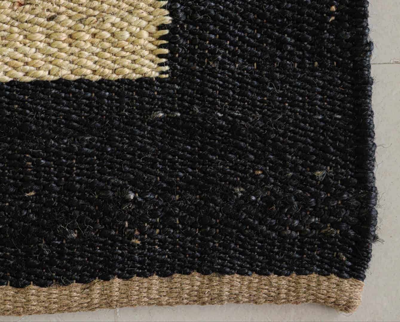 Off White Hamp Jute Runner Rug with Black Border Indian Handwoven Bohemian Jute Hemp Runner Rug Large Area Hemp Dhurrie  - Image 5