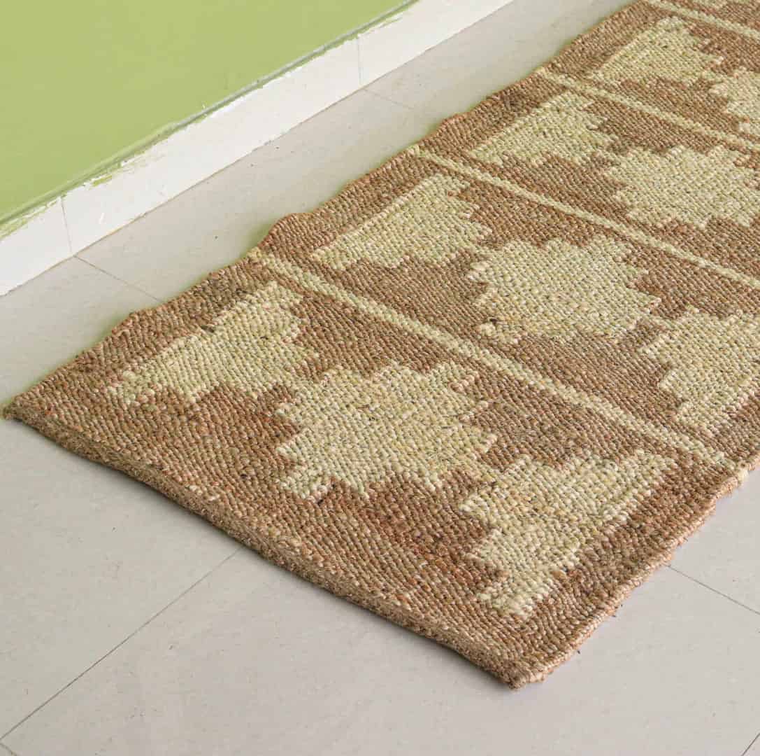 Indian Handmade Bohemian Natural Jute Hemp Runner Rug with Off White Design Gallery Decor Runner Rug  - Image 3