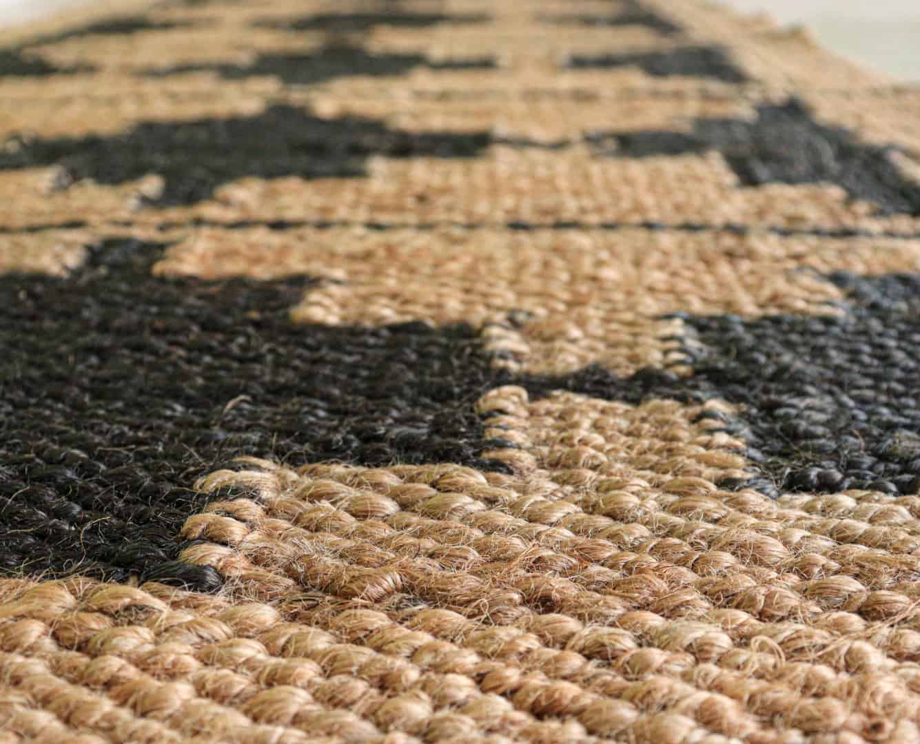 Beige Hemp Runner Jute Rug with Black Design Indian Hand Loomed Stair Decor Jute Hemp Runner Rug Large Runner Jute Dhurrie For Living Room - Image 4