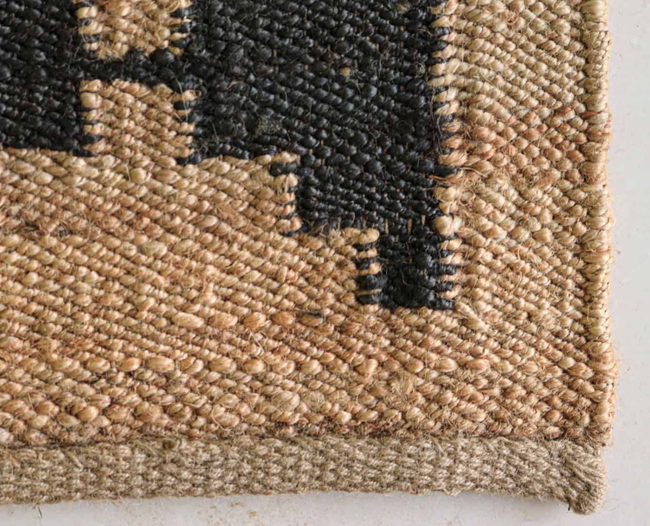 Beige Hemp Runner Jute Rug with Black Design Indian Hand Loomed Stair Decor Jute Hemp Runner Rug Large Runner Jute Dhurrie For Living Room - Image 5