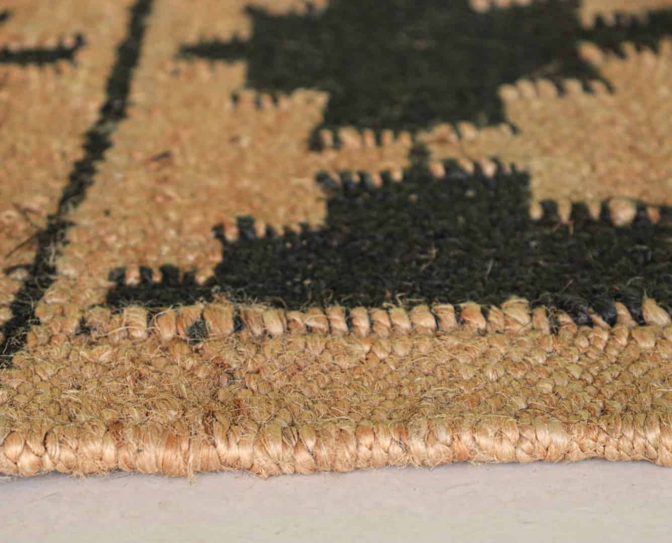 Beige Hemp Runner Jute Rug with Black Design Indian Hand Loomed Stair Decor Jute Hemp Runner Rug Large Runner Jute Dhurrie For Living Room - Image 6
