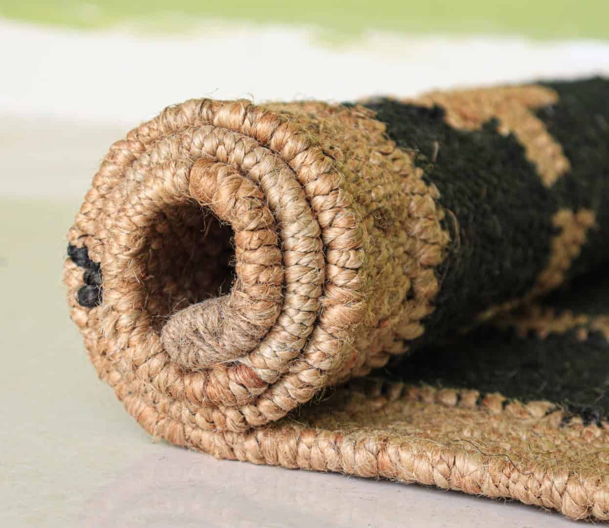 Beige Hemp Runner Jute Rug with Black Design Indian Hand Loomed Stair Decor Jute Hemp Runner Rug Large Runner Jute Dhurrie For Living Room - Image 8