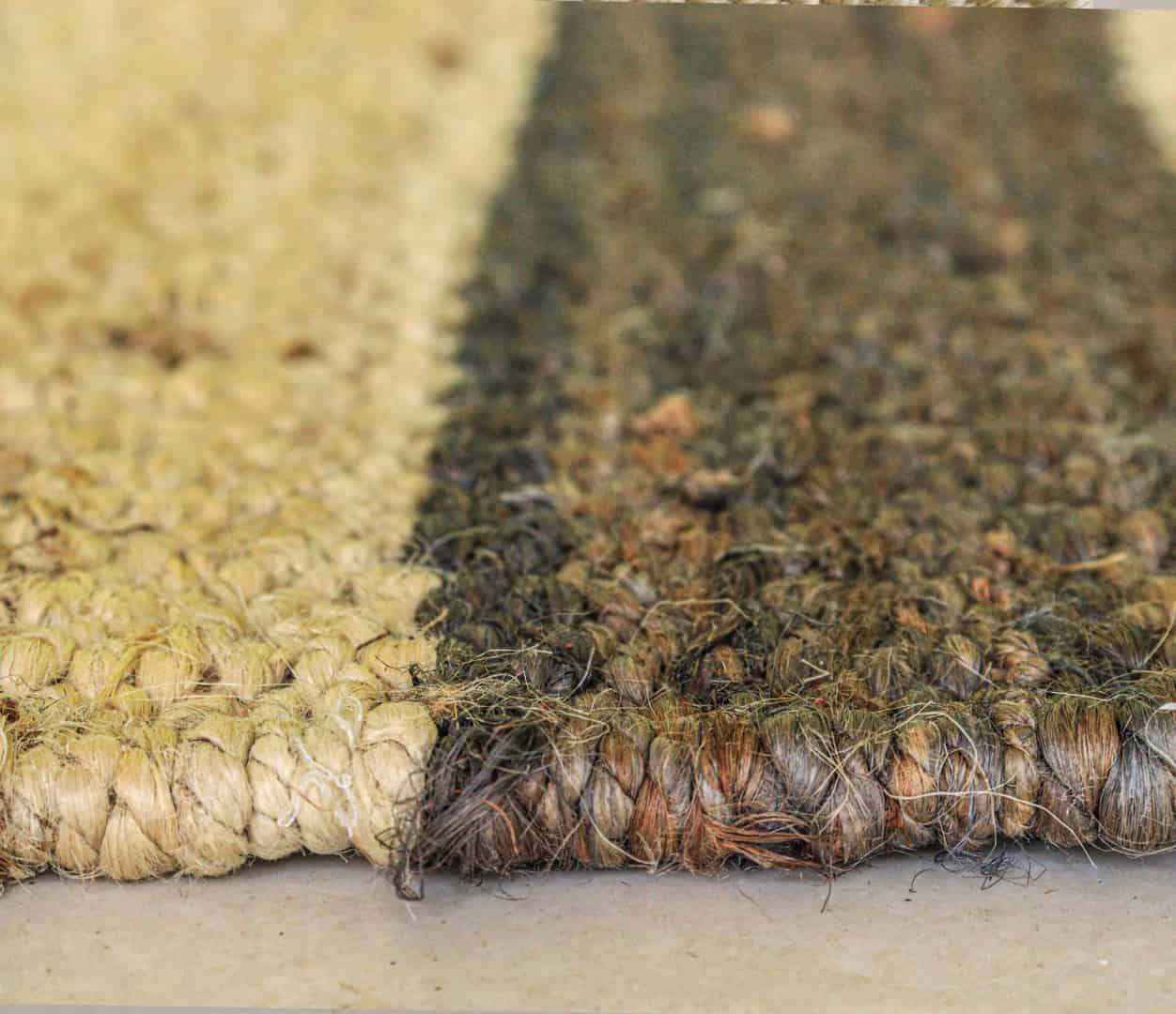 Indian Hand Loomed Off White Jute Hemp Runner Rug with Grey Stripe Line Vintage Runner Rug Handmade Hemp Runner Dhurrie Rug  - Image 7