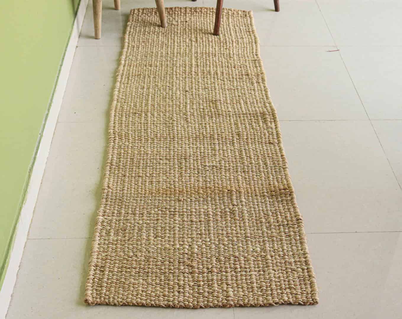 Beige Hemp Jute Rug Handwoven Jute Hemp Runner Rug for Living Room Decor Vintage Large Runner Dhurrie Rug  - Image 1