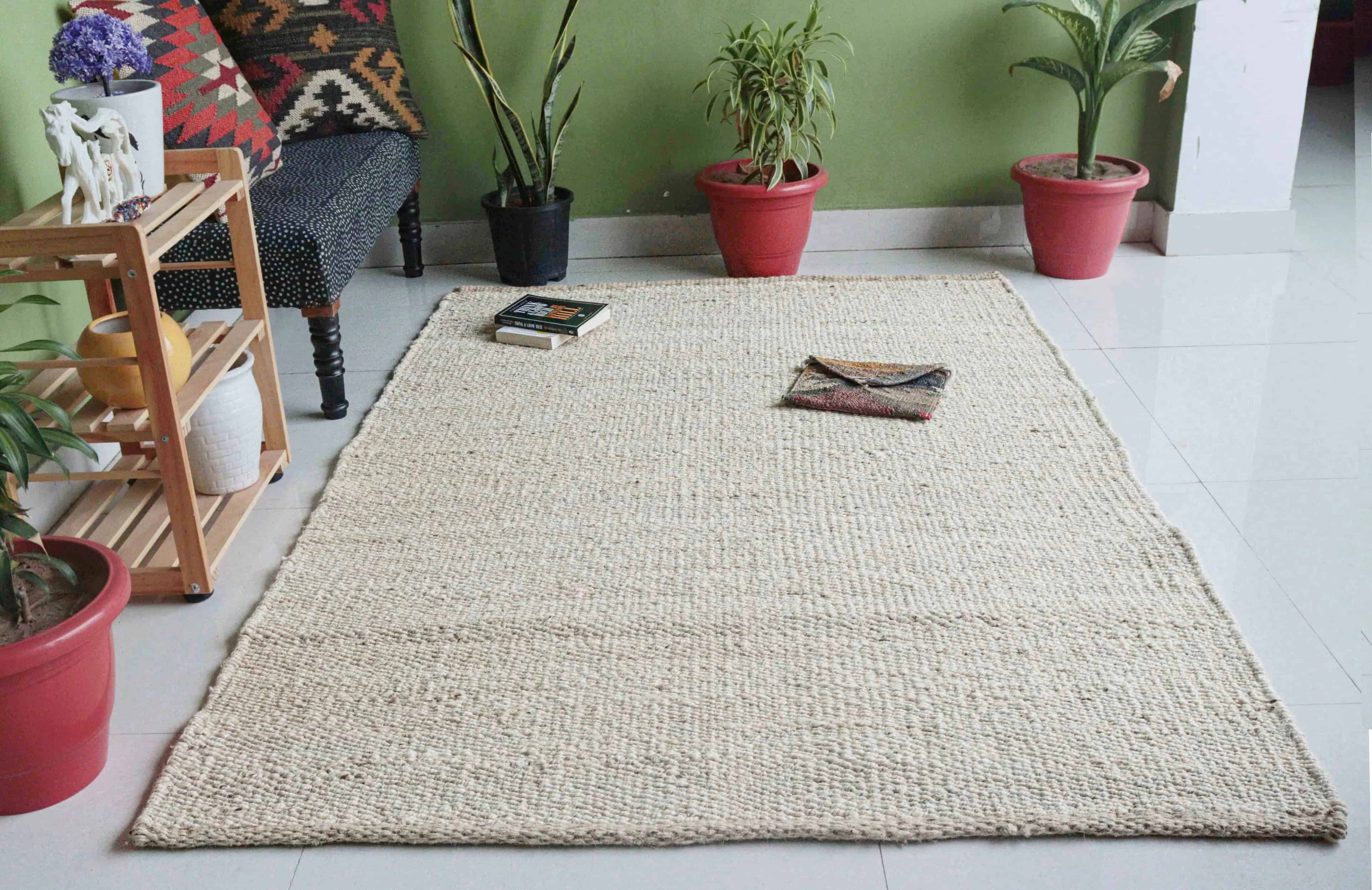 Off White Handmade Boho Decor Jute Hemp Rug Custom Size Hallway Carpet Traditional Hemp Large Dhurrie Rug Living Room Area Rug  - Image 1