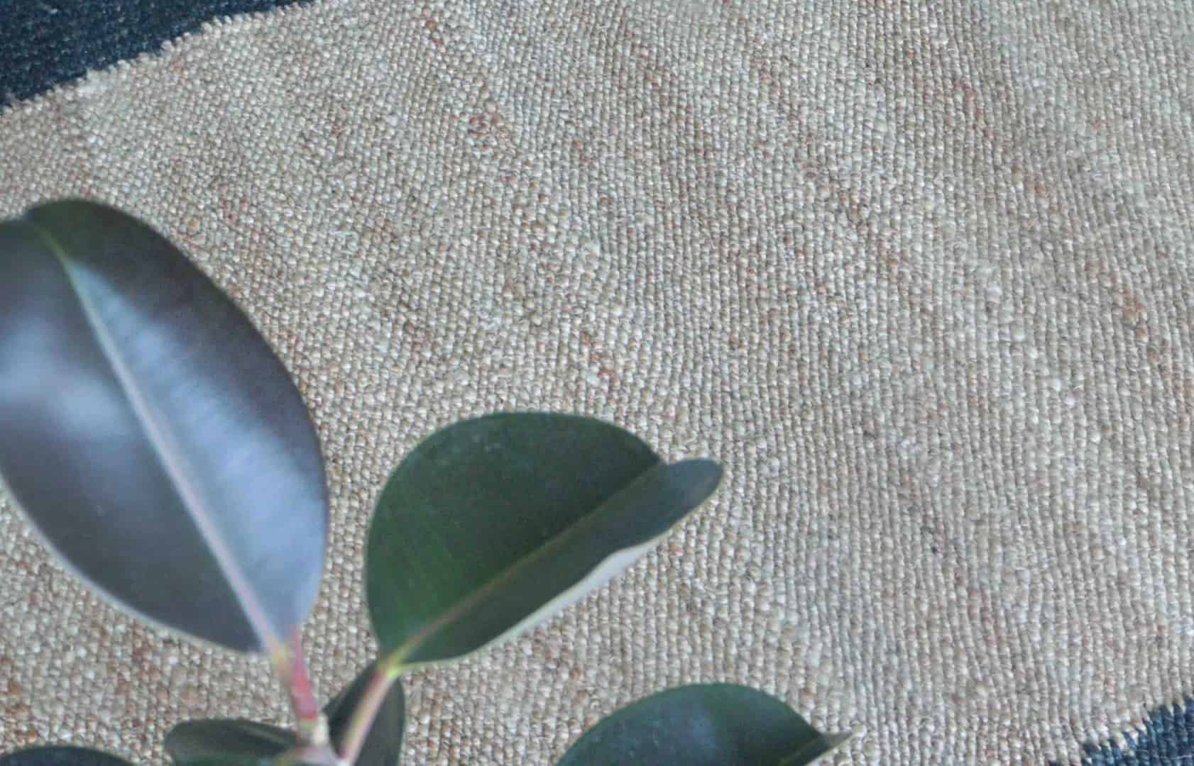 Custom Size Handwoven Large Area Off White Jute Hemp Rug with Navy Blue Border For Living Room And Kitchen Decor Rug  - Image 4