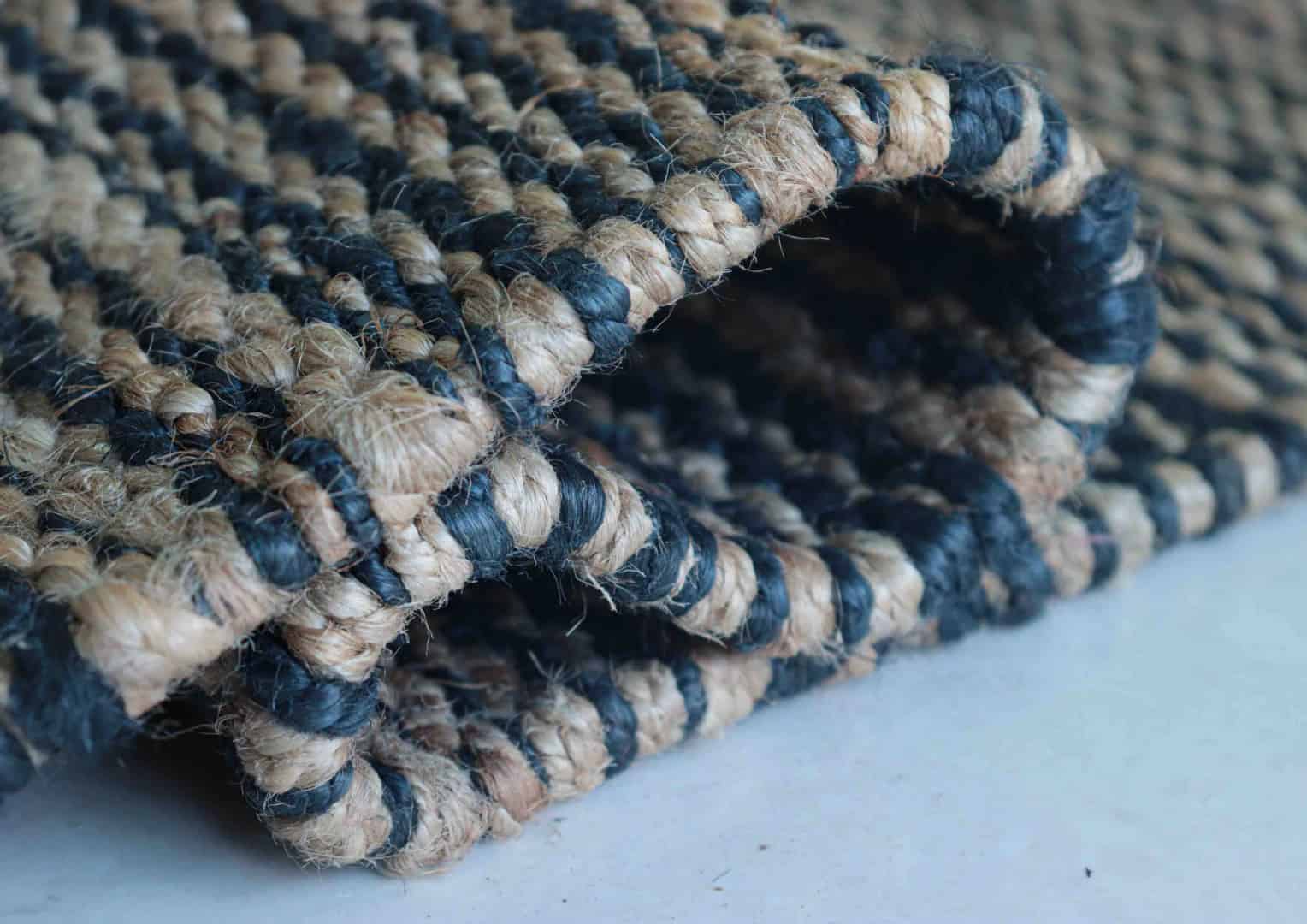 Eco Friendly Handwoven Jute Hemp Rectangle Rug For Stylish Living Area Decor With Multicolor Stripes  - Image 7