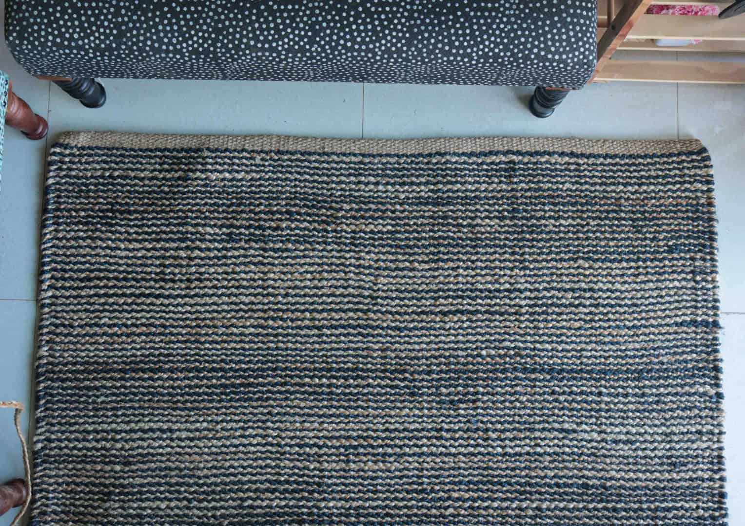 Eco Friendly Handwoven Jute Hemp Rectangle Rug For Stylish Living Area Decor With Multicolor Stripes  - Image 8
